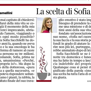 'La scelta di Sofia', il 'Caffè' di Gramellini dedicato a Sofia Sacchitelli