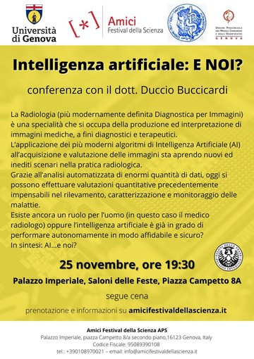 'Intelligenza artificiale...E Noi? Il 25 novembre l'incontro organizzato dagli Amici del Festival della Scienza