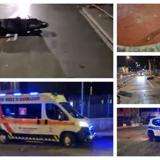 &quot;Rotonda non segnalata&quot; e il motociclista si schianta sull'asfalto, brutto incidente in via Geirato (Video)