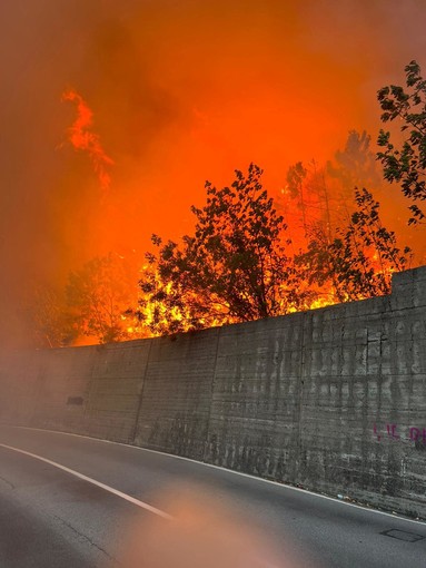 Ancora attivi gli incendi di Voltri e Arenzano, vigili del fuoco e volontari sul posto, in azione i mezzi aerei (Foto e video)
