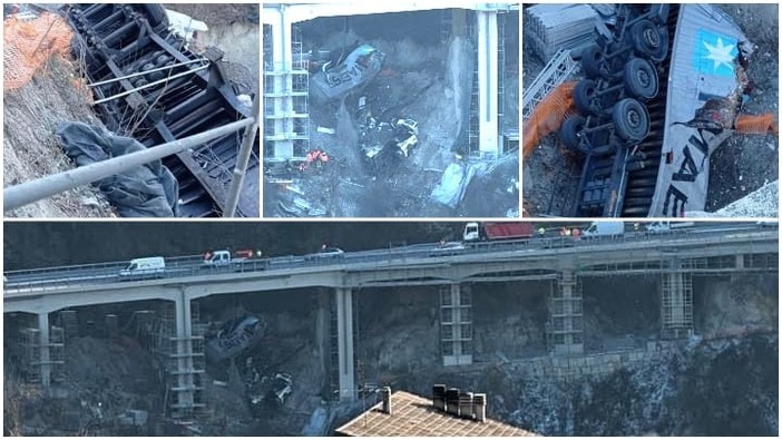 Incidente sulla A6, camion precipita da un viadotto poco prima del casello di Millesimo: un ferito grave al Santa Corona