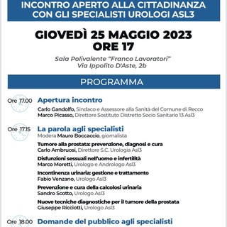 Prevenzione uomo, a Recco un incontro aperto alla cittadinanza organizzato da Asl3 e Comune