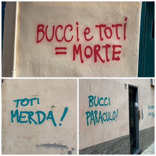 Insulti sui muri del Centro Storico a Genova verso Toti e Bucci: "Offeso il decoro della città"