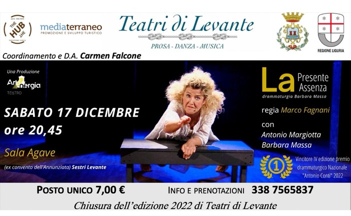 Sestri Levante, sabato lo spettacolo 'La presente assenza' Sestri Levante, sabato lo spettacolo 'La presente assenza'