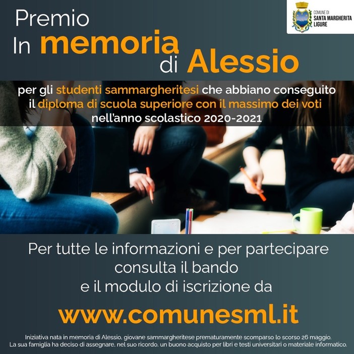 Santa Margherita Ligure: premio per gli studenti meritevoli nel nome di Alessio