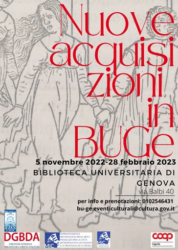 Nuove acquisizioni in Buge, domani l'inaugurazione della mostra sulle nuove acquisizioni della Biblioteca Universitaria Nuove acquisizioni in Buge, domani l'inaugurazione della mostra sulle nuove acquisizioni della Biblioteca Universitaria