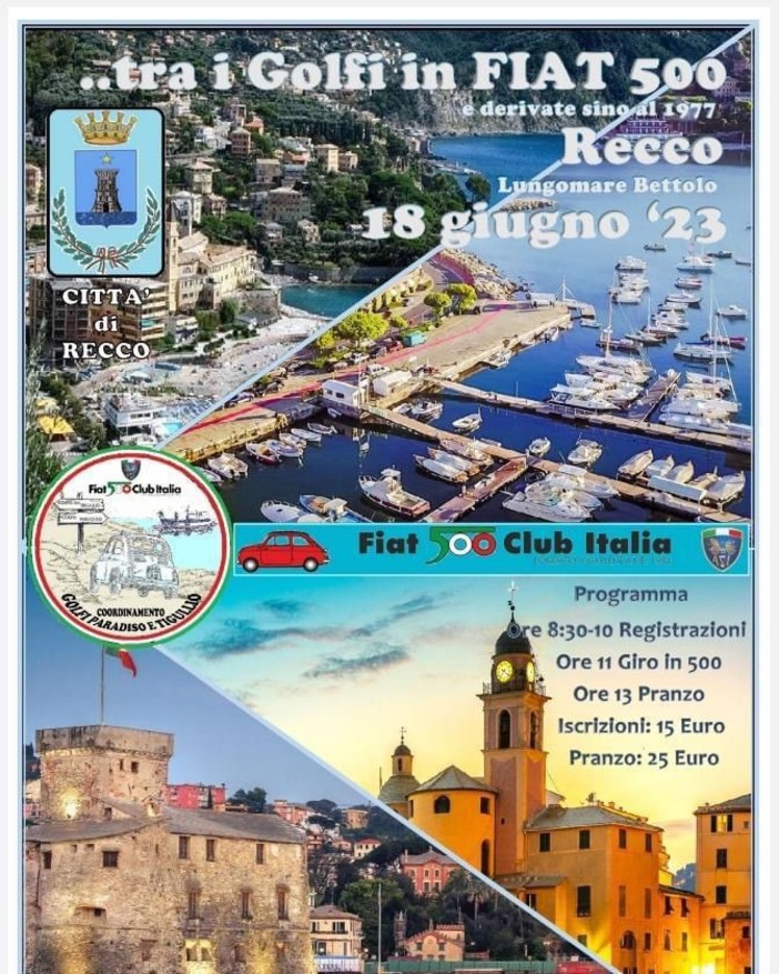Recco: raduno delle Fiat 500 con sfilata sull'Aurelia fino a Rapallo Recco: raduno delle Fiat 500 con sfilata sull'Aurelia fino a Rapallo