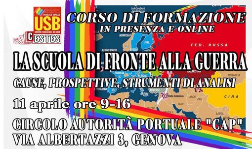 "La scuola di fronte alla guerra. Cause, prospettive, strumenti di analisi", Usb e Cestes organizzano un corso di formazione