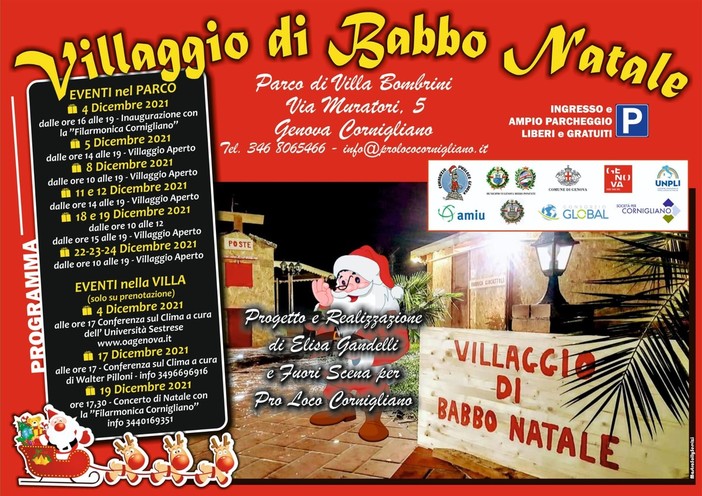 Cornigliano, il parco di Villa Bombrini ospita il Villaggio di Babbo Natale dal 4 al 24 dicembre