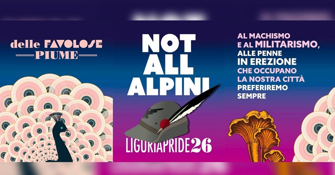 Grafiche del Liguria Pride contro gli alpini, il centrodestra attacca Salis: "Si dissoci e chiarisca sul patrocinio" Grafiche del Liguria Pride contro gli alpini, il centrodestra attacca Salis: "Si dissoci e chiarisca sul patrocinio"