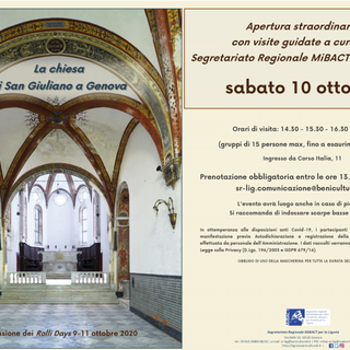 Il Segretariato Regionale MiBACT per la Liguria contribuisce all'edizione di ottobre dei Rolli Days 2020