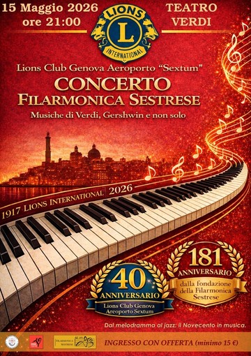 Solidarietà in musica al Teatro Verdi: “Da Verdi a Gershwin… e non solo” con la Filarmonica Sestrese