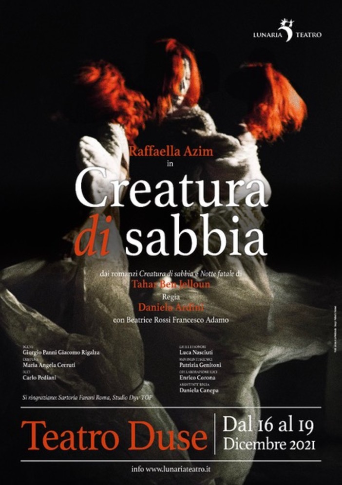 Dal 16 al 19 dicembre al Teatro Duse "Creatura di sabbia" con Raffaella Azim
