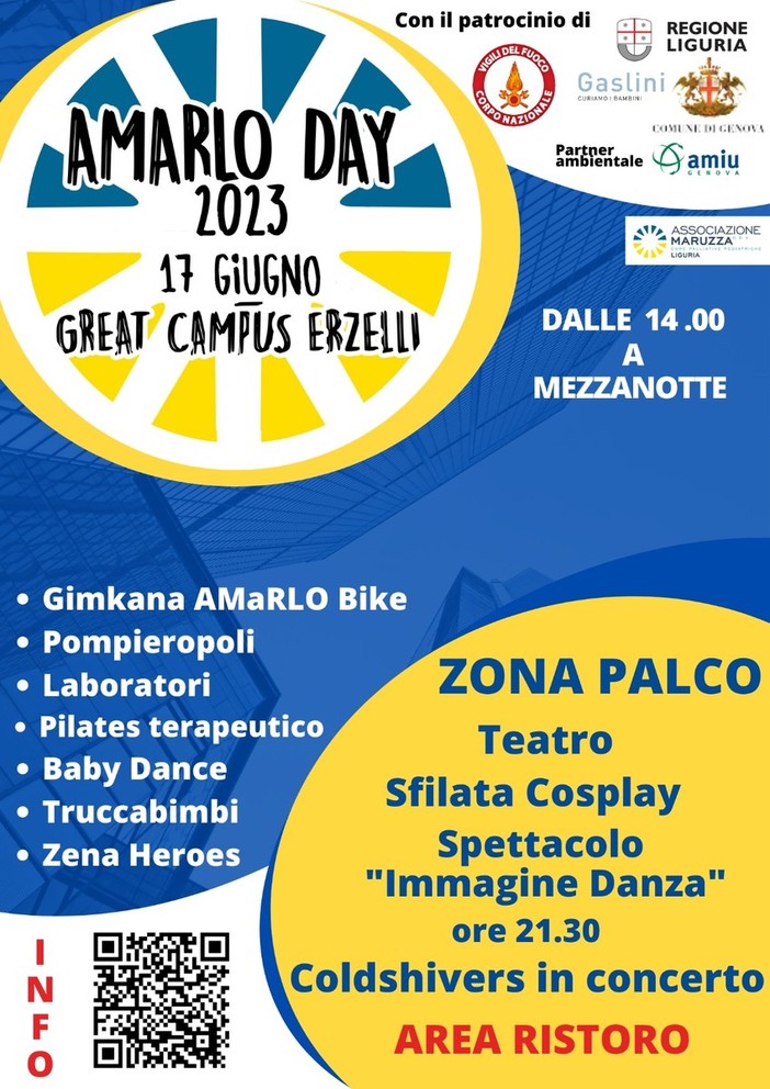 AmarloDay, agli Erzelli il pomeriggio di attività con l’Associazione Maruzza Regione Liguria per scoprire le cure palliative pediatriche AmarloDay, agli Erzelli il pomeriggio di attività con l’Associazione Maruzza Regione Liguria per scoprire le cure palliative pediatriche