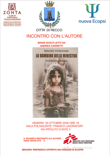 Recco, nella sala Franco Lavoratori la presentazione del libro "La bambina della minestra" Recco, nella sala Franco Lavoratori la presentazione del libro "La bambina della minestra"