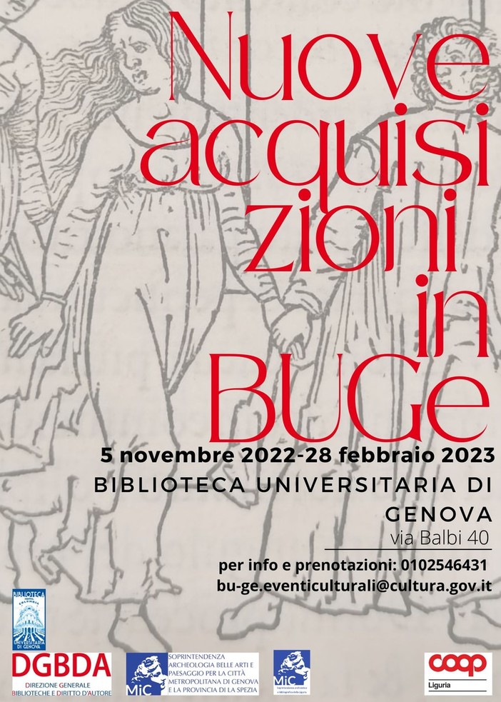 Nuove acquisizioni in Buge, domani l'inaugurazione della mostra sulle nuove acquisizioni della Biblioteca Universitaria