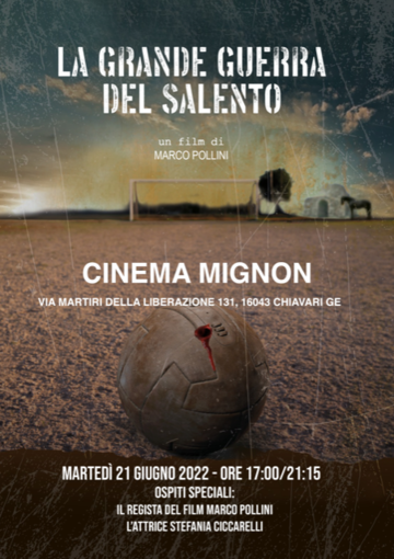 Per la prima volta in Liguria il film 'La grande guerra del Salento' di Marco Pollini