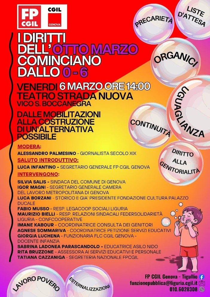 Diritti delle donne e asili nido, la Fp Cgil rilancia: "La parità parte dai servizi 0-6 anni"