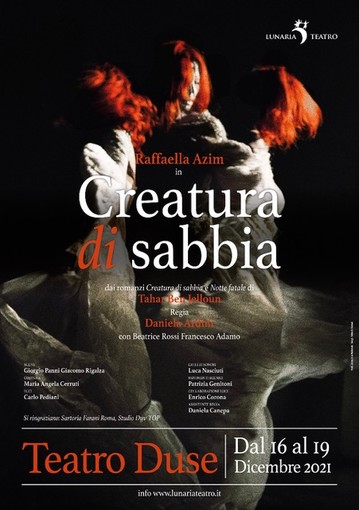 Dal 16 al 19 dicembre al Teatro Duse "Creatura di sabbia" con Raffaella Azim