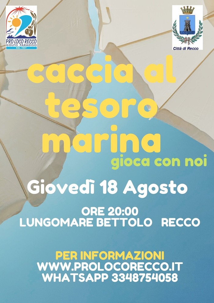 Recco, caccia al tesoro marina per bambini e ragazzi Recco, caccia al tesoro marina per bambini e ragazzi