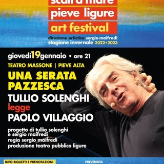 Pieve Ligure, tutto esaurito per la "serata pazzesca" di Tullio Solenghi dedicata a Fantozzi e a Paolo Villaggio scrittore