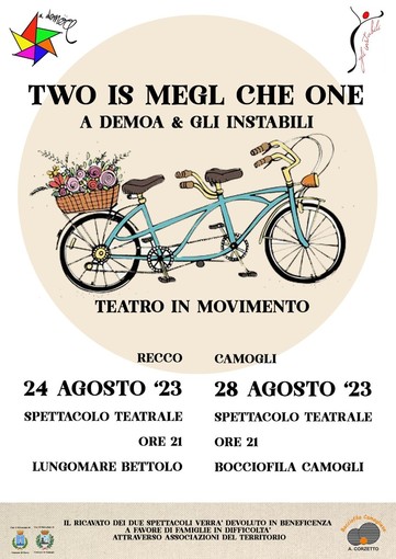 "Two is megl che one", il 24 agosto a Recco il teatro arriva sul lungomare