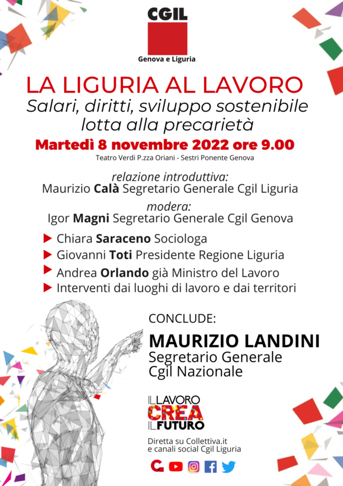 "La Liguria al lavoro. Salari, diritti, sviluppo sostenibile e lotta alla precarietà", a Sestri Ponente il convegno della Cgil