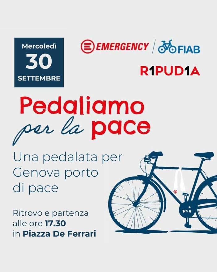 Torna "Pedaliamo per la pace": la mobilitazione di Emergency e Fiab contro la guerra e il traffico d'armi Torna "Pedaliamo per la pace": la mobilitazione di Emergency e Fiab contro la guerra e il traffico d'armi