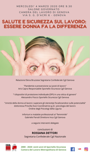 Mercoledì 4 marzo l'incontro "Salute e sicurezza sul lavoro: essere donna fa la differenza" Mercoledì 4 marzo l'incontro "Salute e sicurezza sul lavoro: essere donna fa la differenza"