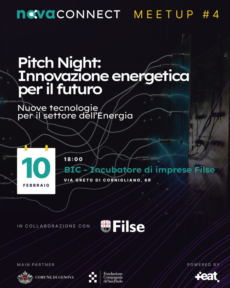 Nova Connect porta a Genova l'innovazione energetica: il 10 febbraio la Pitch Night
