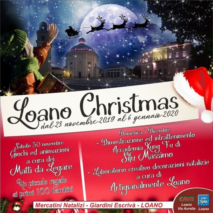 Sabato 30 e domenica 1 dicembre un programma strepitoso ai mercatini di Natale di Loano Sabato 30 e domenica 1 dicembre un programma strepitoso ai mercatini di Natale di Loano