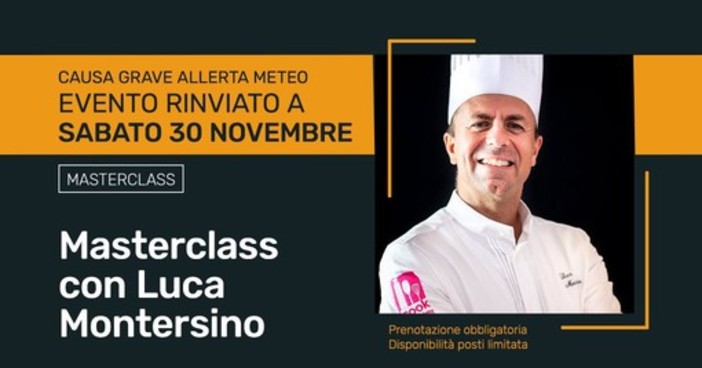 Priocca (CN): rinviata a sabato 30 novembre la Masterclass di pasticceria con Luca Montersino
