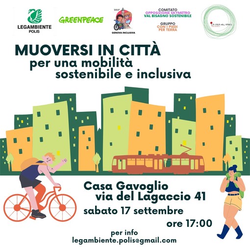 Legambiente: “Muoversi in città, per una mobilità sostenibile”, assemblea sabato 17 settembre alla Gavoglio