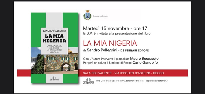 Recco, domani la presentazione del libro di Sandro Pellegrini "La mia Nigeria"