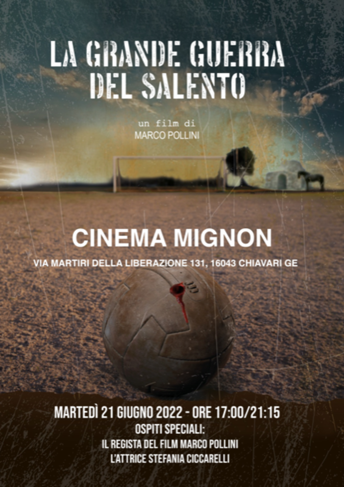 Per la prima volta in Liguria il film 'La grande guerra del Salento' di Marco Pollini Per la prima volta in Liguria il film 'La grande guerra del Salento' di Marco Pollini