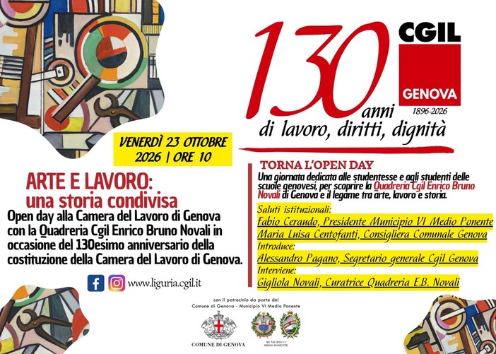 Genova, open day alla Quadreria Cgil Enrico Bruno Novali: visite guidate gratuite il 23 ottobre Genova, open day alla Quadreria Cgil Enrico Bruno Novali: visite guidate gratuite il 23 ottobre