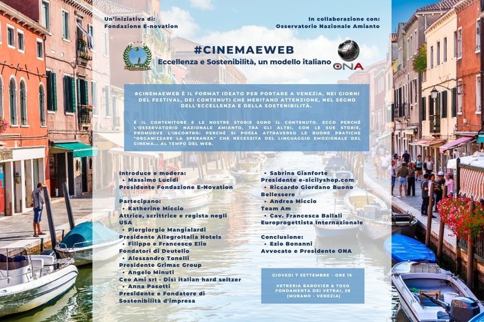 Ambiente e tutela della salute: sostenibilità in #CINEMAEWEB Ambiente e tutela della salute: sostenibilità in #CINEMAEWEB