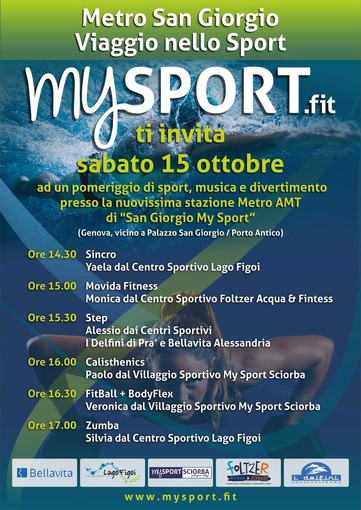 Sabato prossimo il “Viaggio nello Sport” della stazione AMT Metro &quot;San Giorgio My Sport”