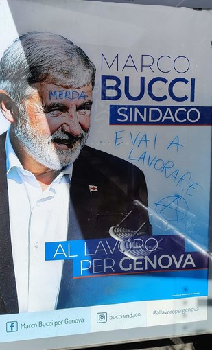 Elezioni comunali, vandalizzati i manifesti di Bucci, la condanna di 'Vince Genova'