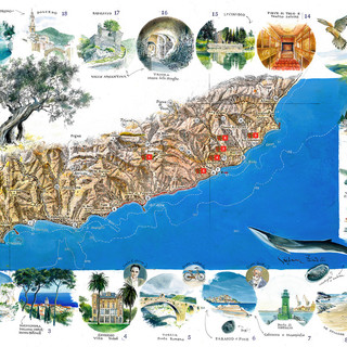 Mete di Liguria: presentata la 'Cartina d'autore' del ponente con gli acquerelli dell'artista Faravelli