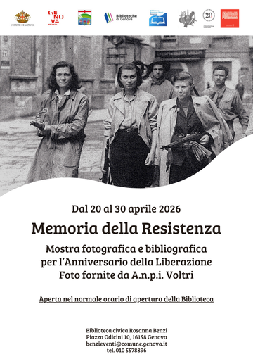 Voltri: "Memoria della Resistenza", alla Biblioteca Rosanna Renzi una mostra tra immagini e libri