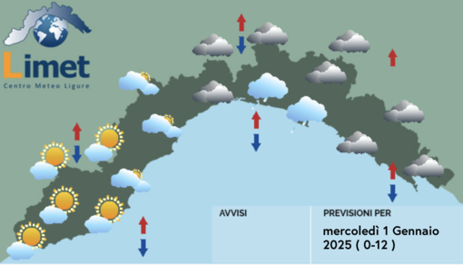 Meteo, primo giorno dell'anno con nuvolosità sul centro e levante ligure Meteo, primo giorno dell'anno con nuvolosità sul centro e levante ligure