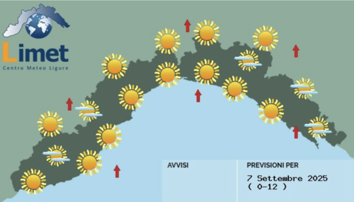 Meteo, domenica soleggiata sulla Liguria con temperature in lieve aumento