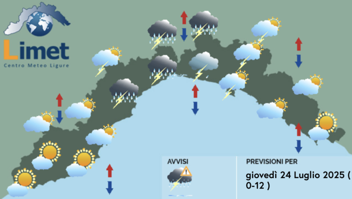 Meteo, Liguria spaccata in due dal maltempo. Possibili temporali sulle zone centro occidentali