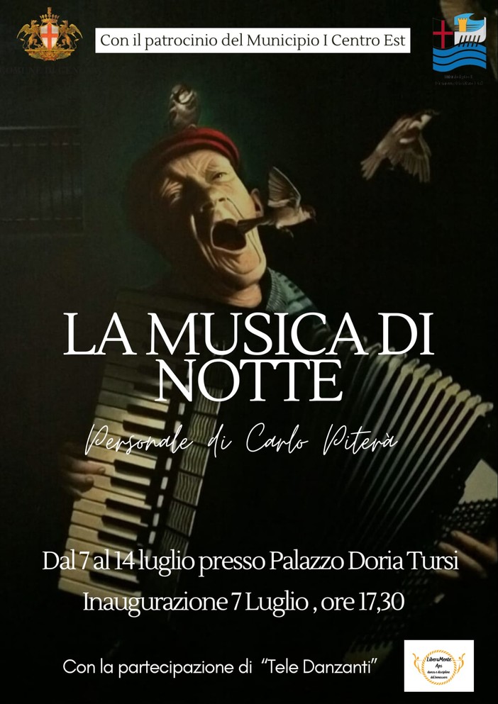 Domani a Palazzo Tursi inaugura la mostra di Carlo Piterà "La musica di notte" Domani a Palazzo Tursi inaugura la mostra di Carlo Piterà "La musica di notte"
