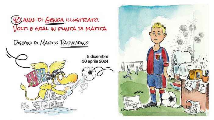 ’40 anni di Genoa illustrato: volti e goal in punta di matita’, da venerdì la mostra di Marco Paravidino