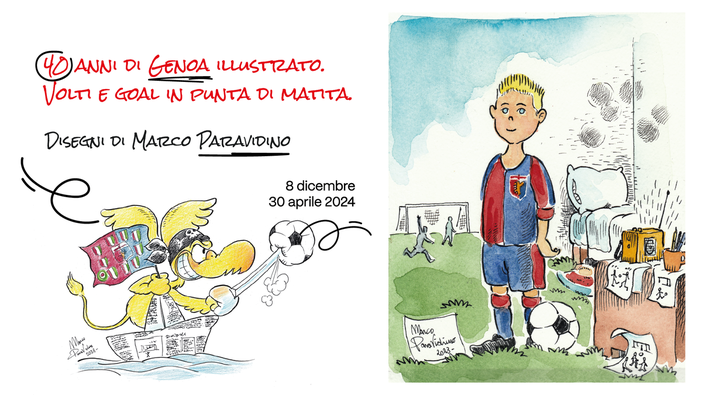 ’40 anni di Genoa illustrato: volti e goal in punta di matita’, da venerdì la mostra di Marco Paravidino ’40 anni di Genoa illustrato: volti e goal in punta di matita’, da venerdì la mostra di Marco Paravidino