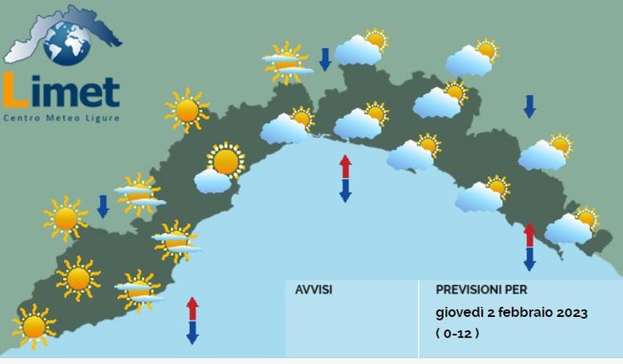 Meteo, nuvole senza pioggia a levante, soleggiato a ponente Meteo, nuvole senza pioggia a levante, soleggiato a ponente
