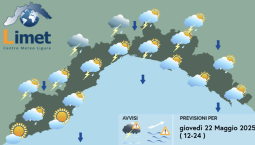 Meteo, maltempo diffuso su tutta la Liguria. Possibili temporali in serata nel settore centrale