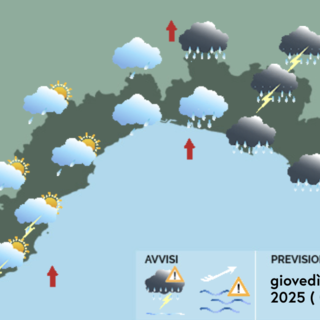 Meteo, piogge e vento sulla Liguria, con rischio allagamenti nel Tigullio e nell’Imperiese